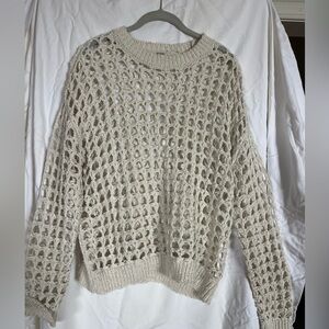 a.n.a Open-Knit Beige Sweater